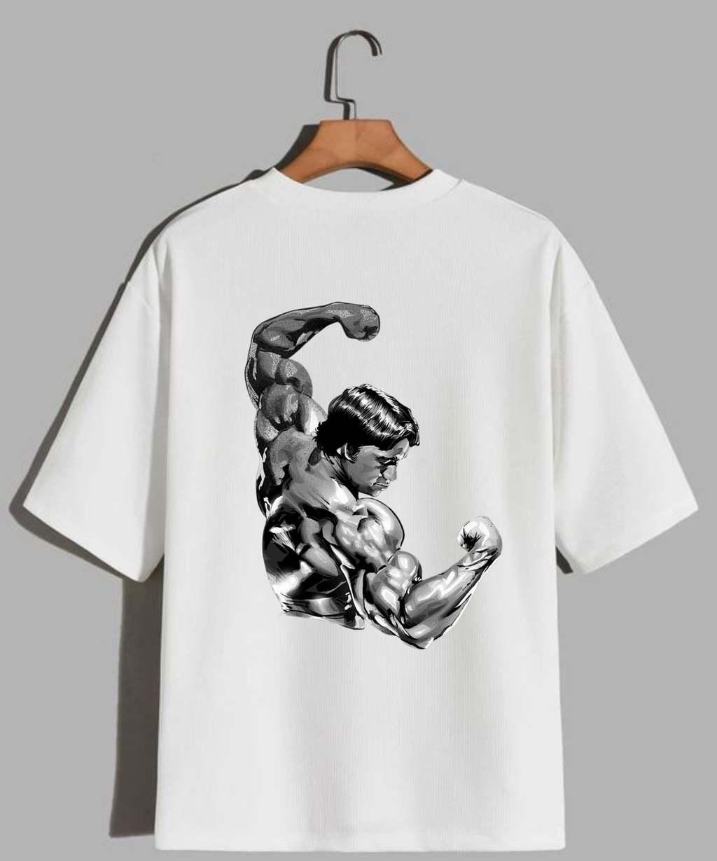 Unisex Oversized Black and White Gym T-Shirt