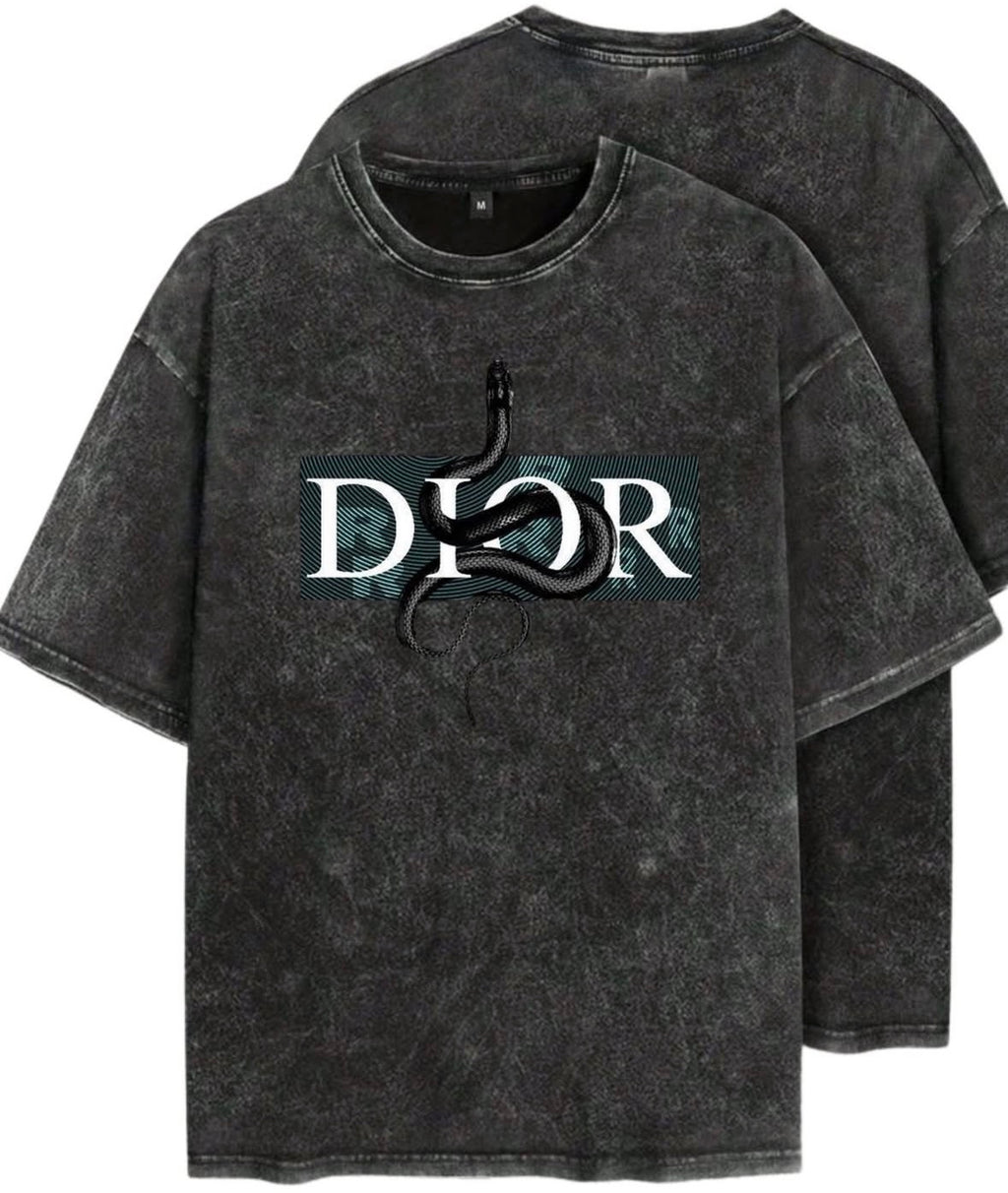 Unisex Acid Washed DIOR Oversized Tee