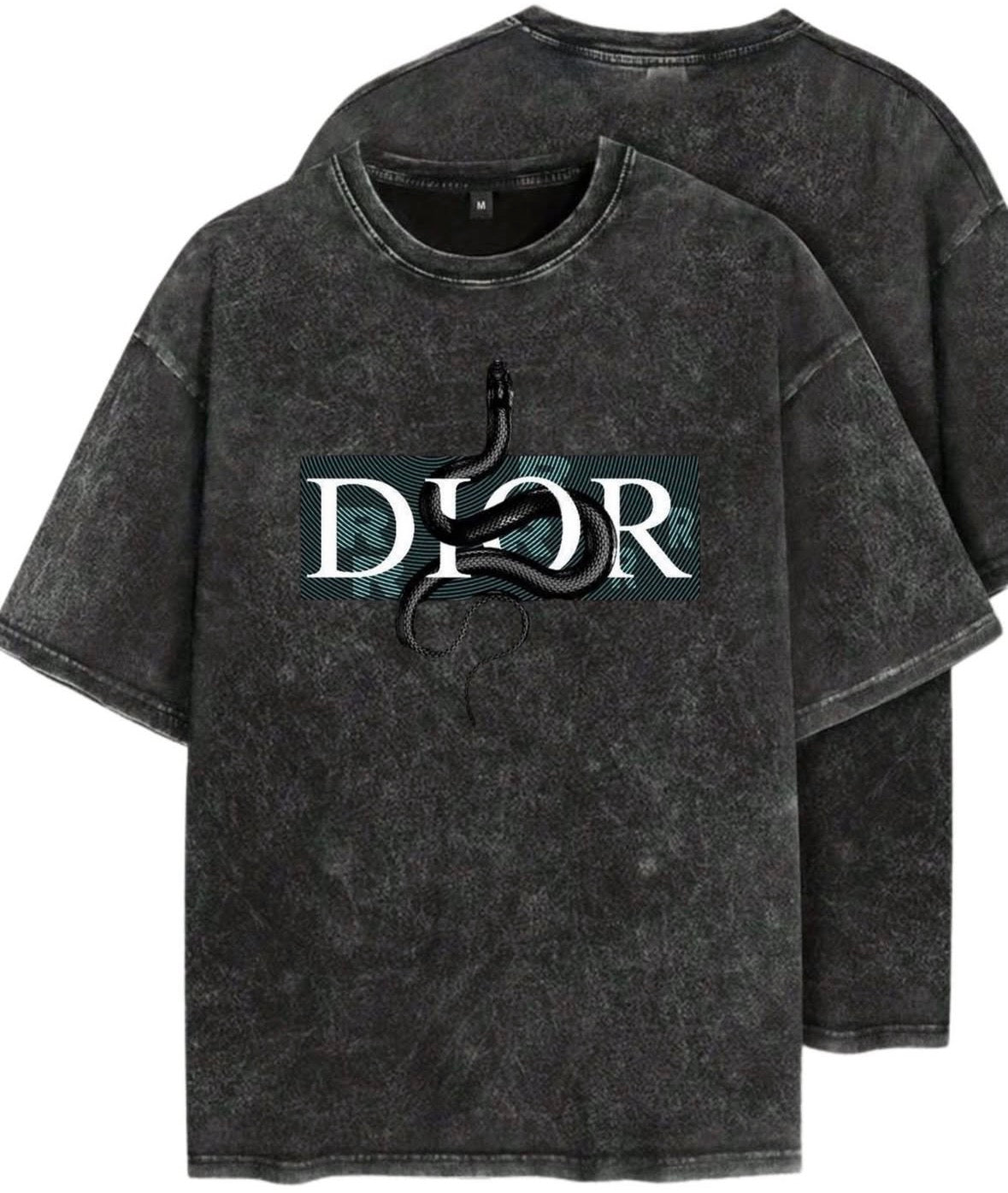 Unisex Acid Washed DIOR Oversized Tee