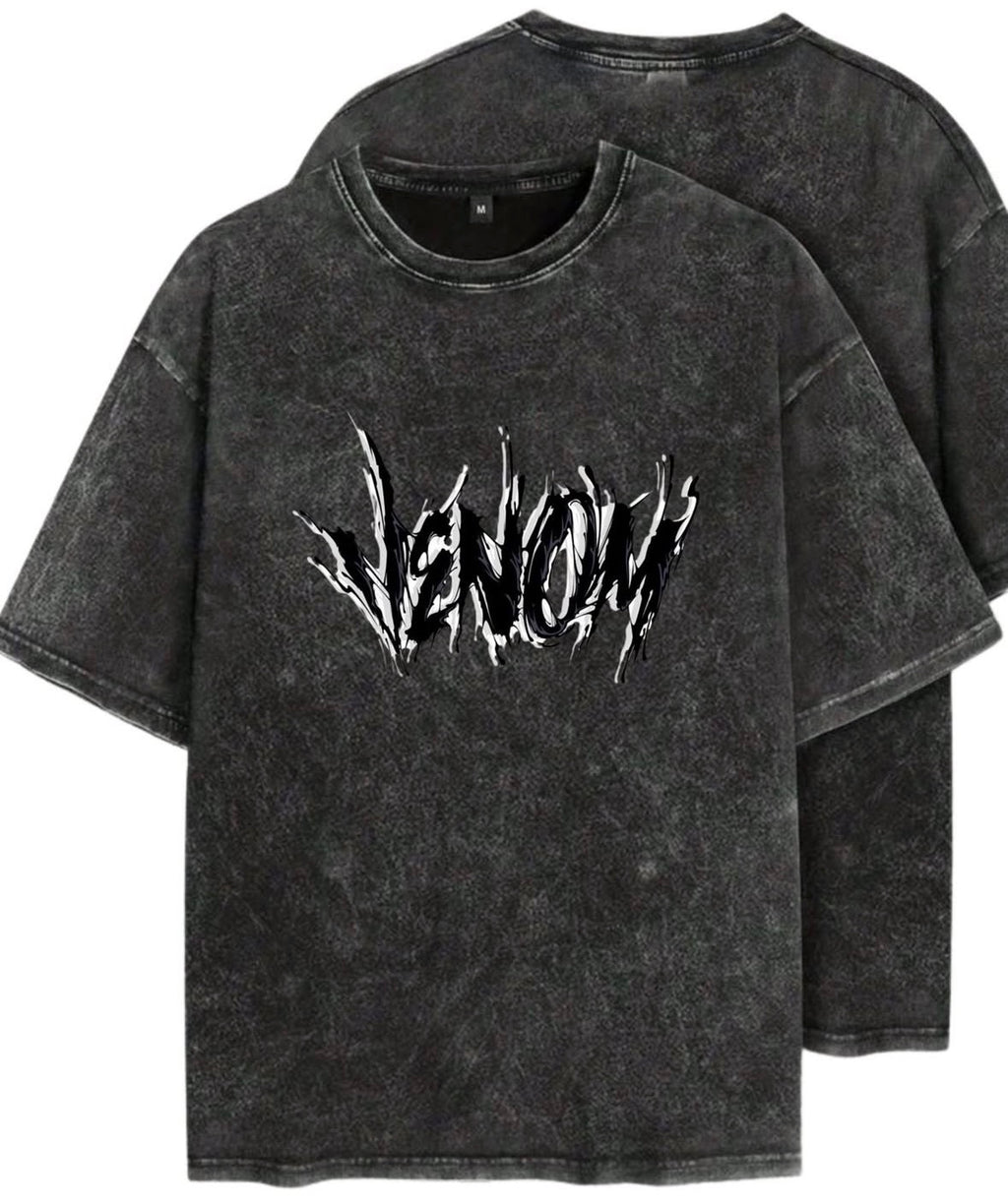 Unisex Acid Washed Venom Oversized Tee