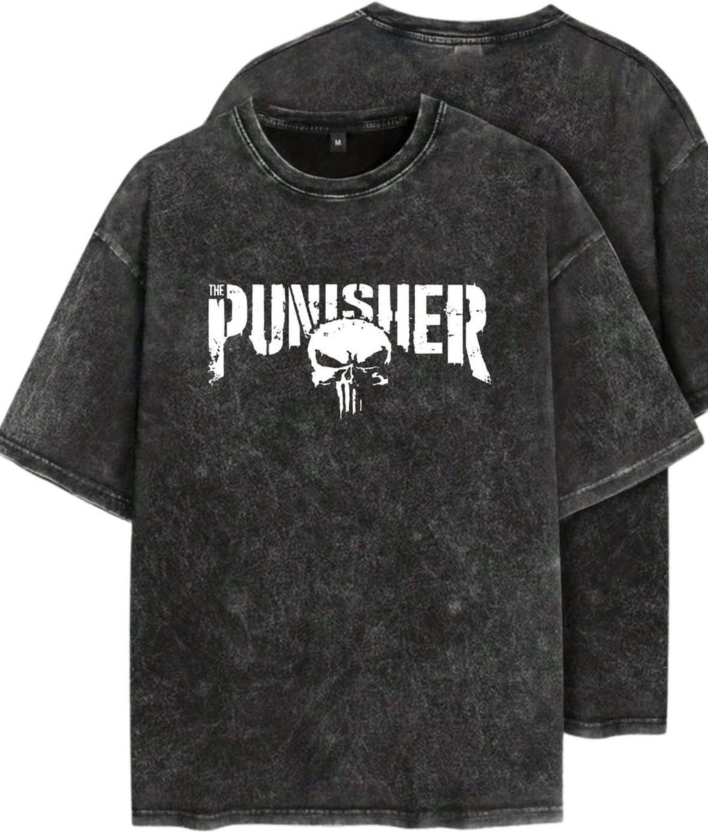 Unisex Acid Washed Punisher Oversized Tee