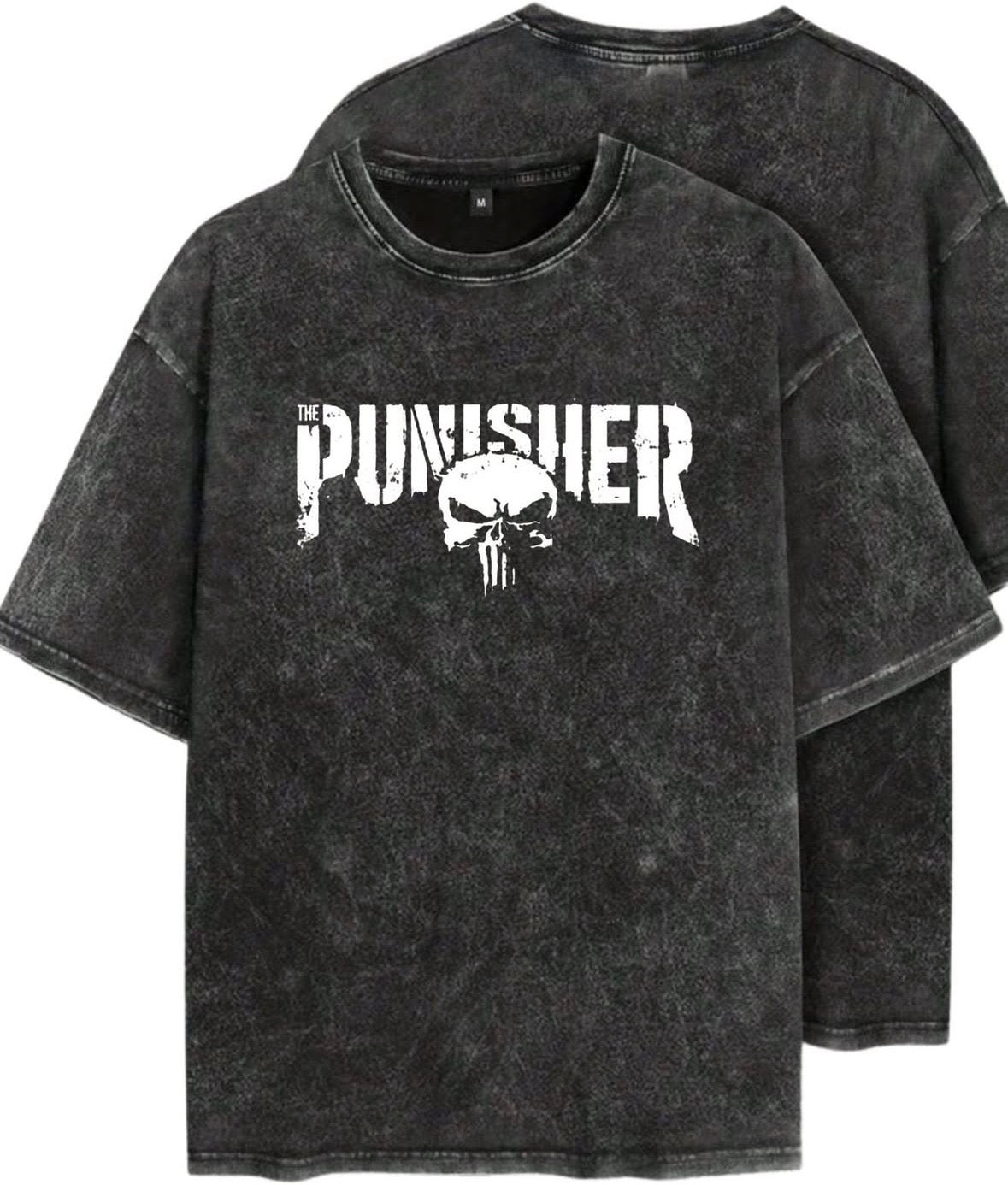 Unisex Acid Washed Punisher Oversized Tee