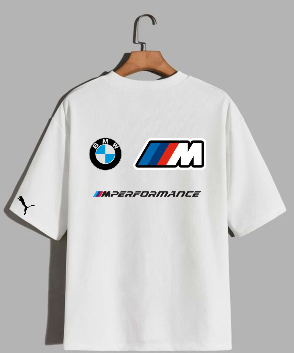 Unisex Oversized White BMW T-Shirt