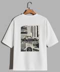 Unisex Oversized White and Black Porsche  T-Shirt
